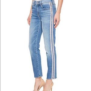 7 For All Mankind Ankle Pink Stripe Jeans